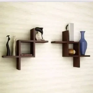 Intesect Wall decoration shelves Home wood Floating Shelves White Wall Mounted Criss Cross Design Shelves for Wall | Wall Shelves for Bedroom, Living Room, Bathroom & Kitchen | Floating Shelf | Preassembled Decor Wall Shelf (Black)