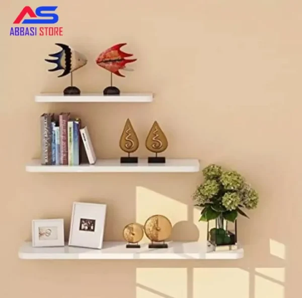 Wall Mounted White & Black Floating Shelves, Book Shelf wooden shelves
