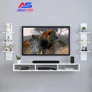 Led tv shelf with Floating wall decoration shelves Mounted Tv shelf Wall hanging decoration shelves Tv entertainment unit With 2 wall decoration shelves Floating tv stand Storage rack set of 3