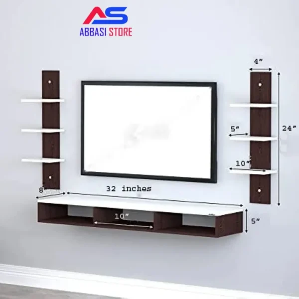 Led tv shelf with Floating wall decoration shelves Mounted Tv shelf Wall hanging decoration shelves Tv entertainment unit With 2 wall decoration shelves Floating tv stand Storage rack set of 3 - Image 3