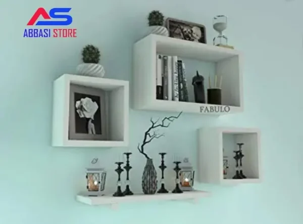 set of 4 Wall Decoration shelves red +white