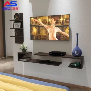 ESTANTERIA Black Stack Engineered Wood TV Entertainment Wall Unit (Standard, Wenge) upto lcd size 56 inches