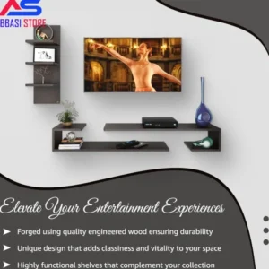 ESTANTERIA Black Stack Engineered Wood TV Entertainment Wall Unit (Standard, Wenge) upto lcd size 56 inches