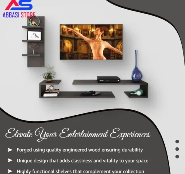 ESTANTERIA Black Stack Engineered Wood TV Entertainment Wall Unit (Standard, Wenge) upto lcd size 56 inches - Image 2