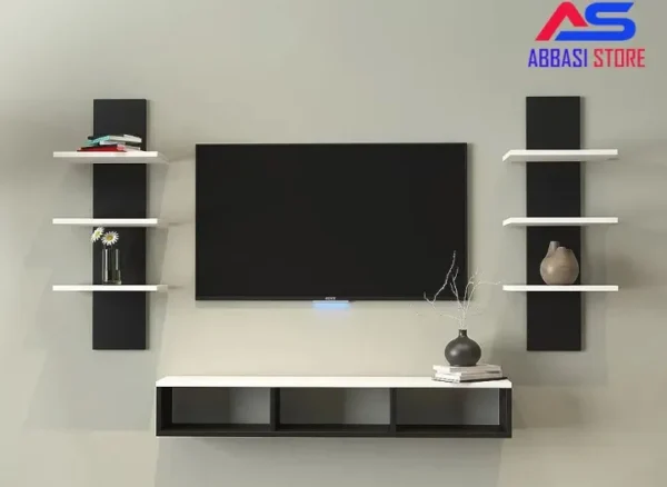 Led tv shelf with Floating wall decoration shelves Mounted Tv shelf Wall hanging decoration shelves Tv entertainment unit With 2 wall decoration shelves Floating tv stand Storage rack set of 3 - Image 2