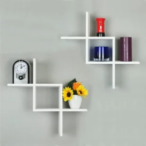 Intesect Wall decoration shelves Home wood Floating Shelves White Wall Mounted Criss Cross Design Shelves for Wall | Wall Shelves for Bedroom, Living Room, Bathroom & Kitchen | Floating Shelf | Preassembled Decor Wall Shelf (Black)